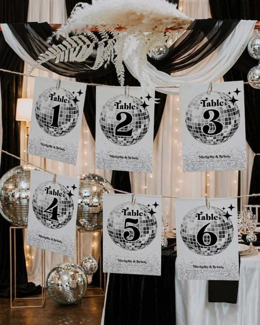 Disco Table Numbers Template, Retro Wedding Reception Numbers Groovy Baby Shower Printable Editable 065D-TBNR - marryful.org