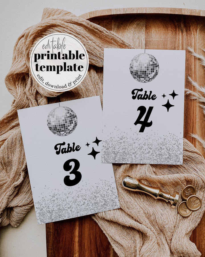 Lets Disco Table Numbers, Groovy 70s Disco Ball Wedding Reception ...