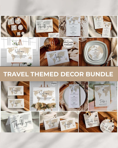Destination Wedding Sign Bundle, Travel Theme Printable Decor Set 072W-WEDBUN - marryful.org