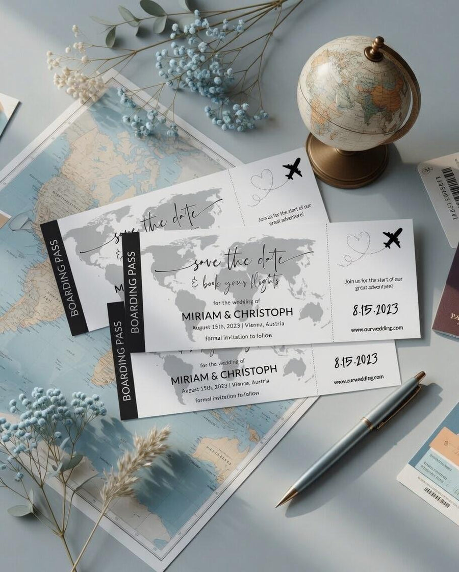 Boarding Pass Save the Date | Destination Wedding Invitation | Travel Passport Invitation Wedding Decorations | Printable Template #072w - marryful.org
