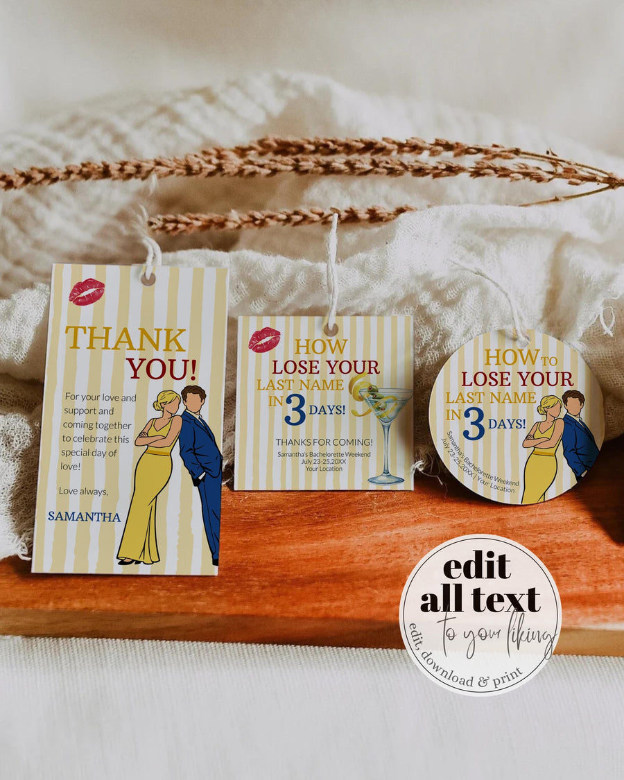 How to Lose Your Last Name Favor Tag Sticker Label Cupcake Topper Template 021YE-TLST - marryful.org