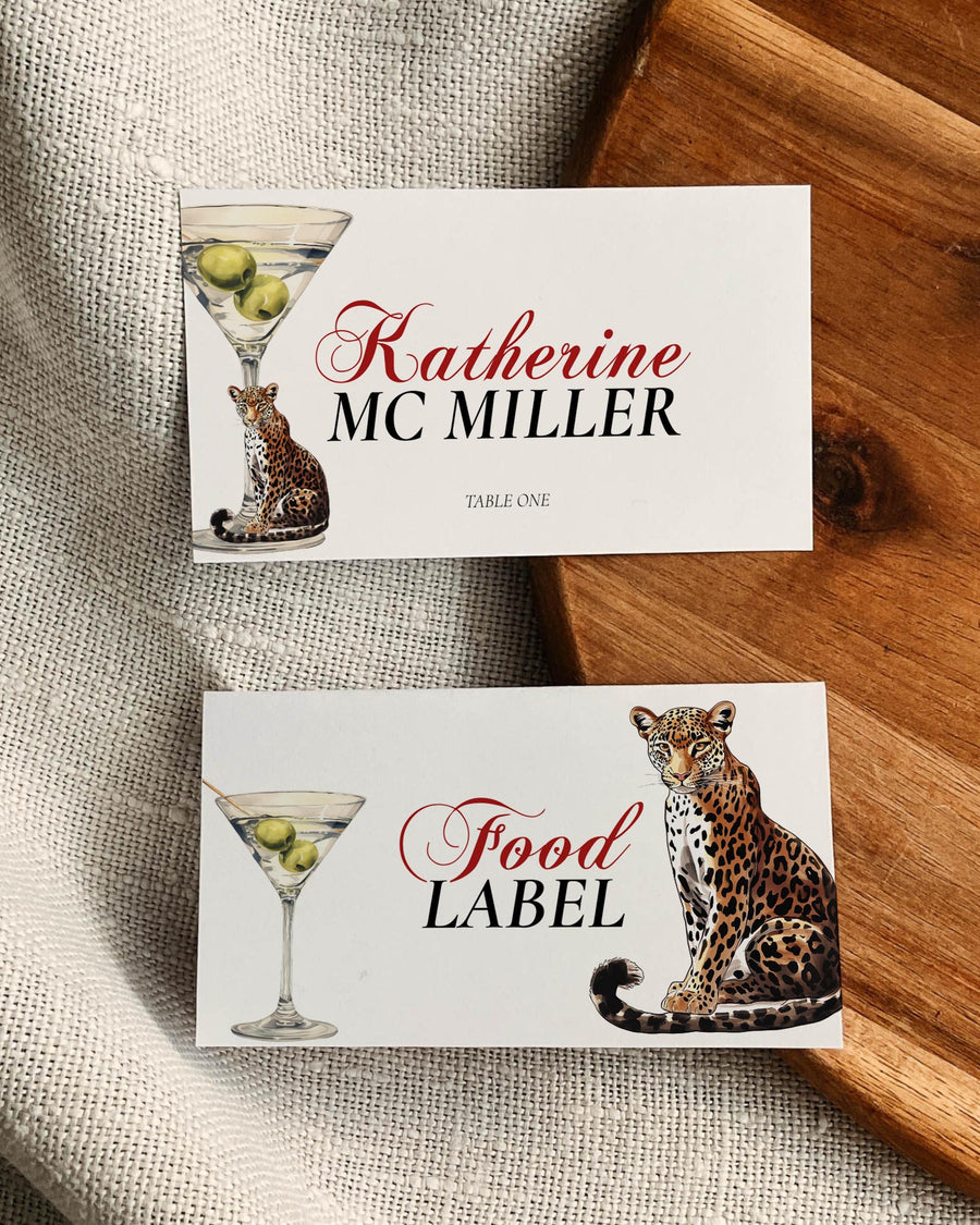 Lets Get Wild Place Cards, Cheetah Adult Birthday Party Food Labels, Editable Template 090CH-PLCA - marryful.org