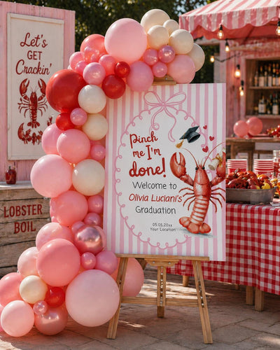 Crawfish Graduation Welcome Sign Template, Pink Boil Party Entrance Decor 034CF-WLCM - marryful.org