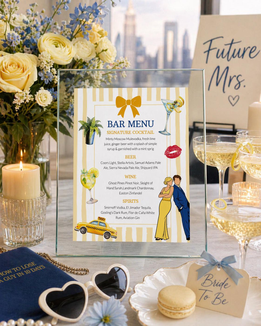 How to Lose Your Last Name Bar Menu Sign Template, Watercolor Bachelorette Decor 021YE-BAME - marryful.org