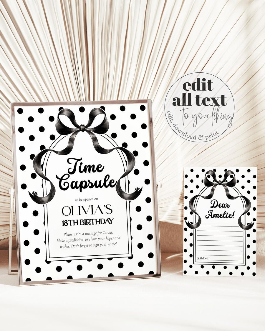 Polka Dot First Birthday Time Capsule, Spotted Turning One Game Template 083BW-TICA - marryful.org