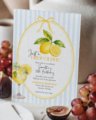 Lemon Drop Martini Birthday Invitation, Just A Drop Older Editable Template Adults 089LE-BINV - marryful.org
