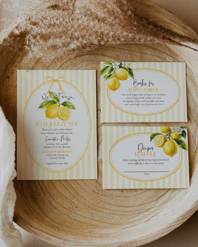 Lemon Baby Shower Invitation, We Can’t Wait To Squeeze You Editable Template 089LE-BSINV - marryful.org