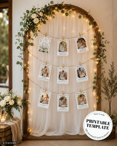 Storybook Bridal Shower Photo Banner Template, Her Next Chapter Gingham Design 077GI-BRSPH - marryful.org