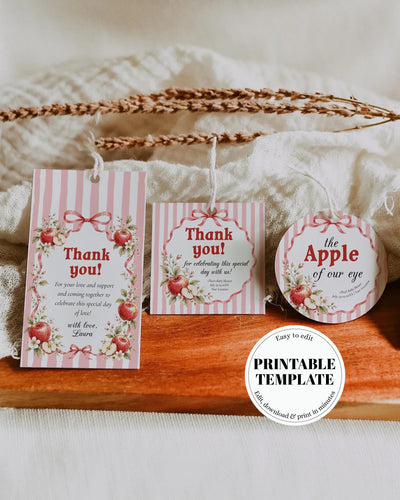 Apple Baby Shower Favor Tags, The Apple Of Our Eye Labels Sticker Template 089AP-TLST - marryful.org