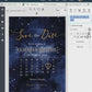 Celestial Wedding Save the Date Calendar, Witchy Moon Save the Date Template Cards #066