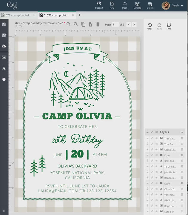 Camping Baby Shower Invitation Suite Little Camper on the Way Baby Shower Invite for Boy Camp Themed Party Invite for Bonfire Adventure #072