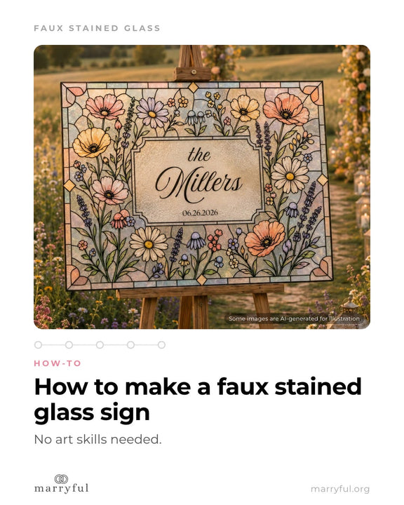 How to make a faux stained glass sign: download, personalize in Canva, print, trace and paint, display - marryful.org