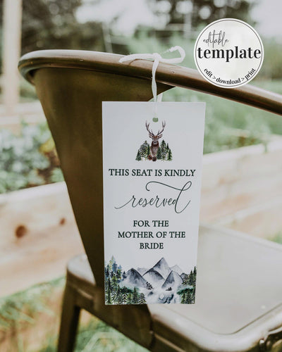 Mountain Wedding Reserved Seating Tag Template