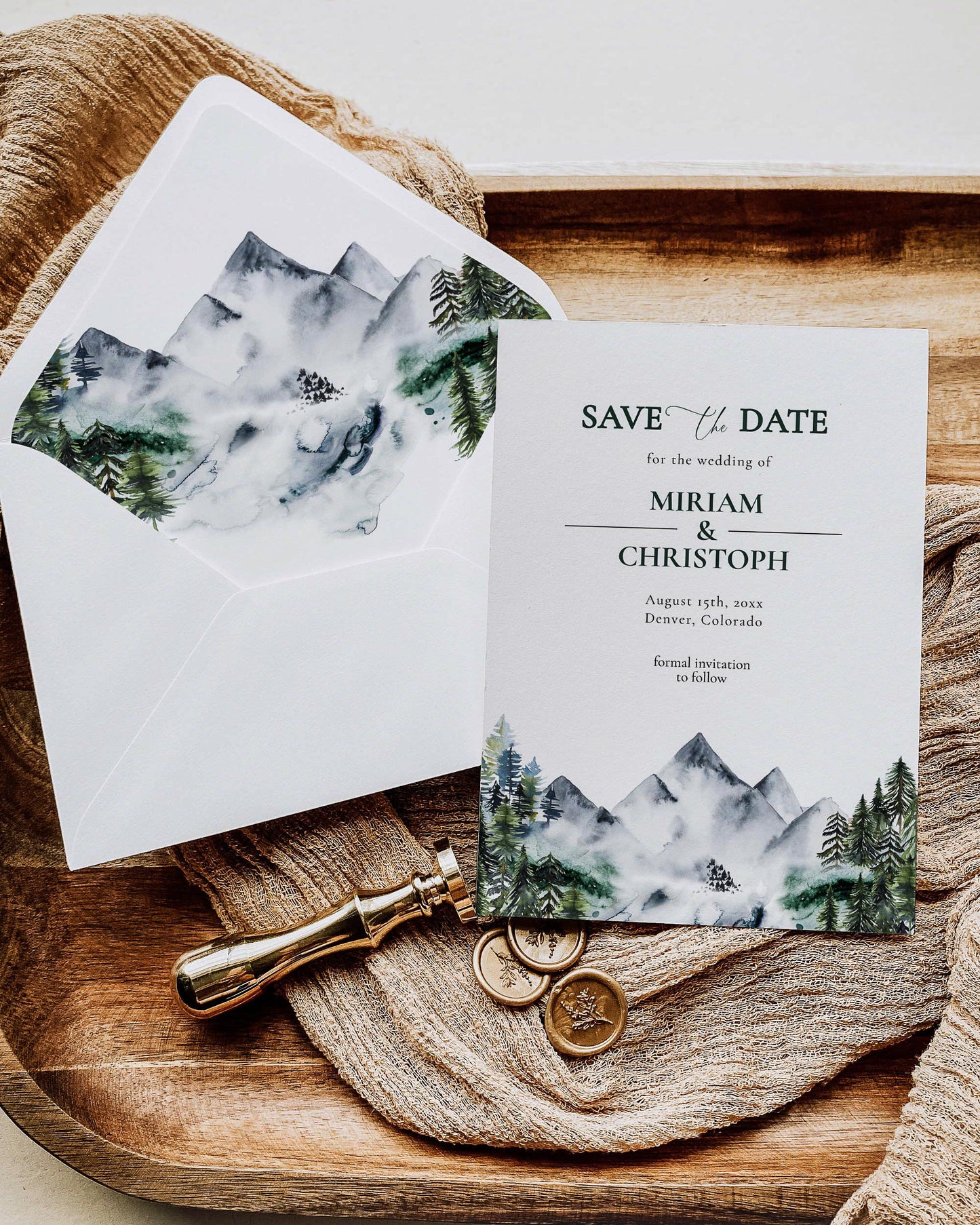 Mountain Wedding Envelope Liners Template