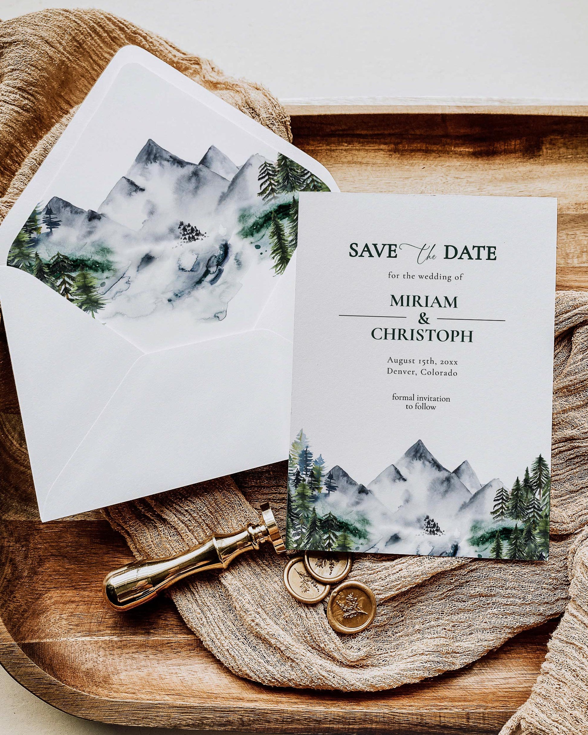 Mountain Wedding Envelope Liners Template