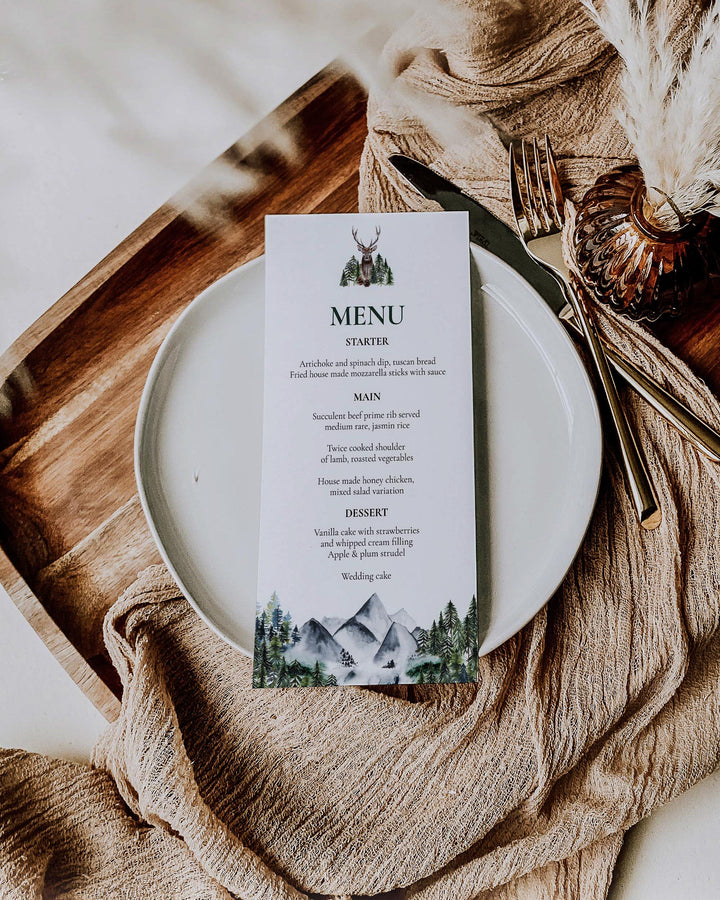 Mountain Wedding Menu Card Templates