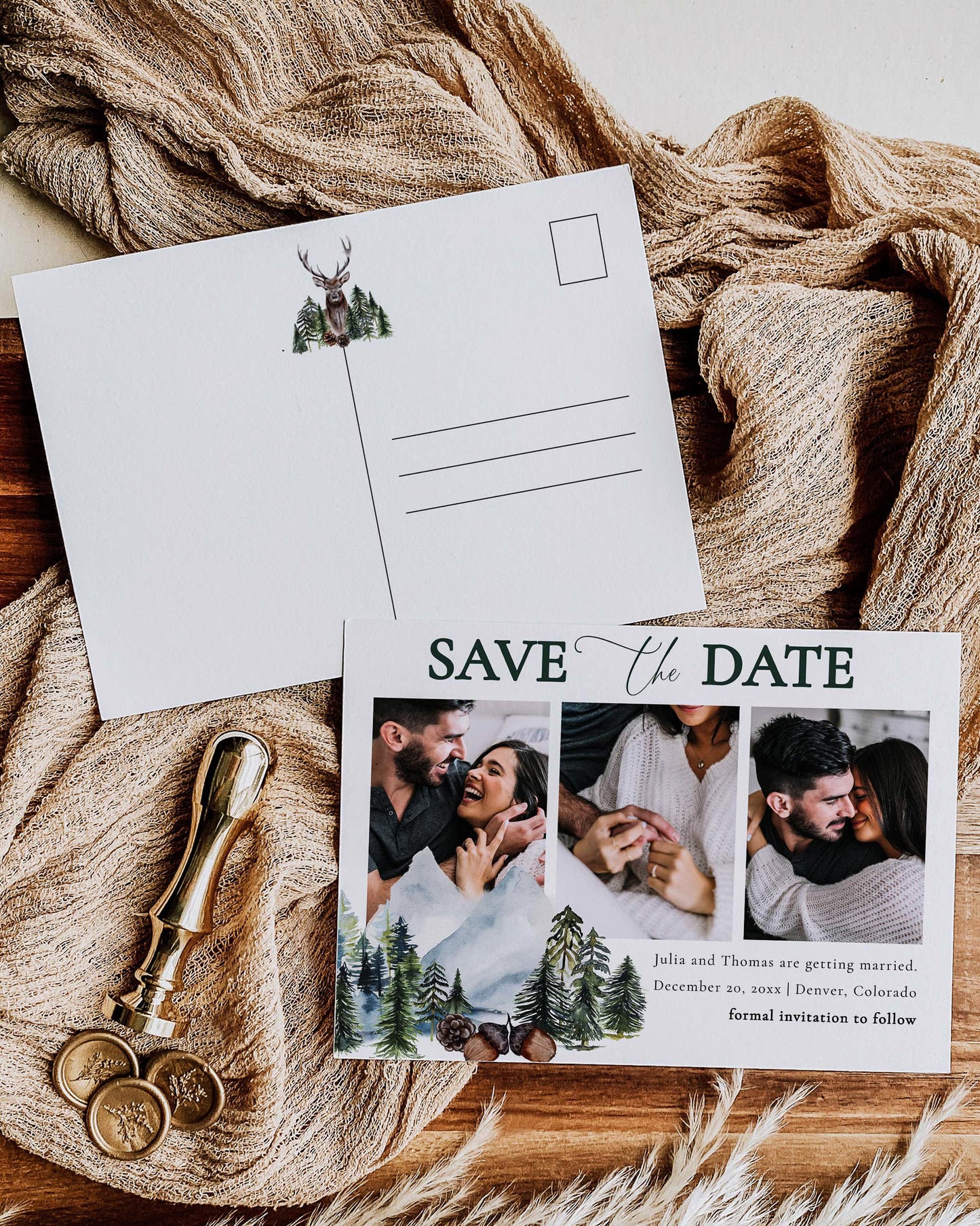 Mountain Wedding Save the Date Postcard Template