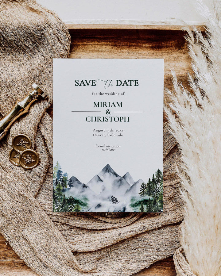 Mountain Wedding Save the Date Template