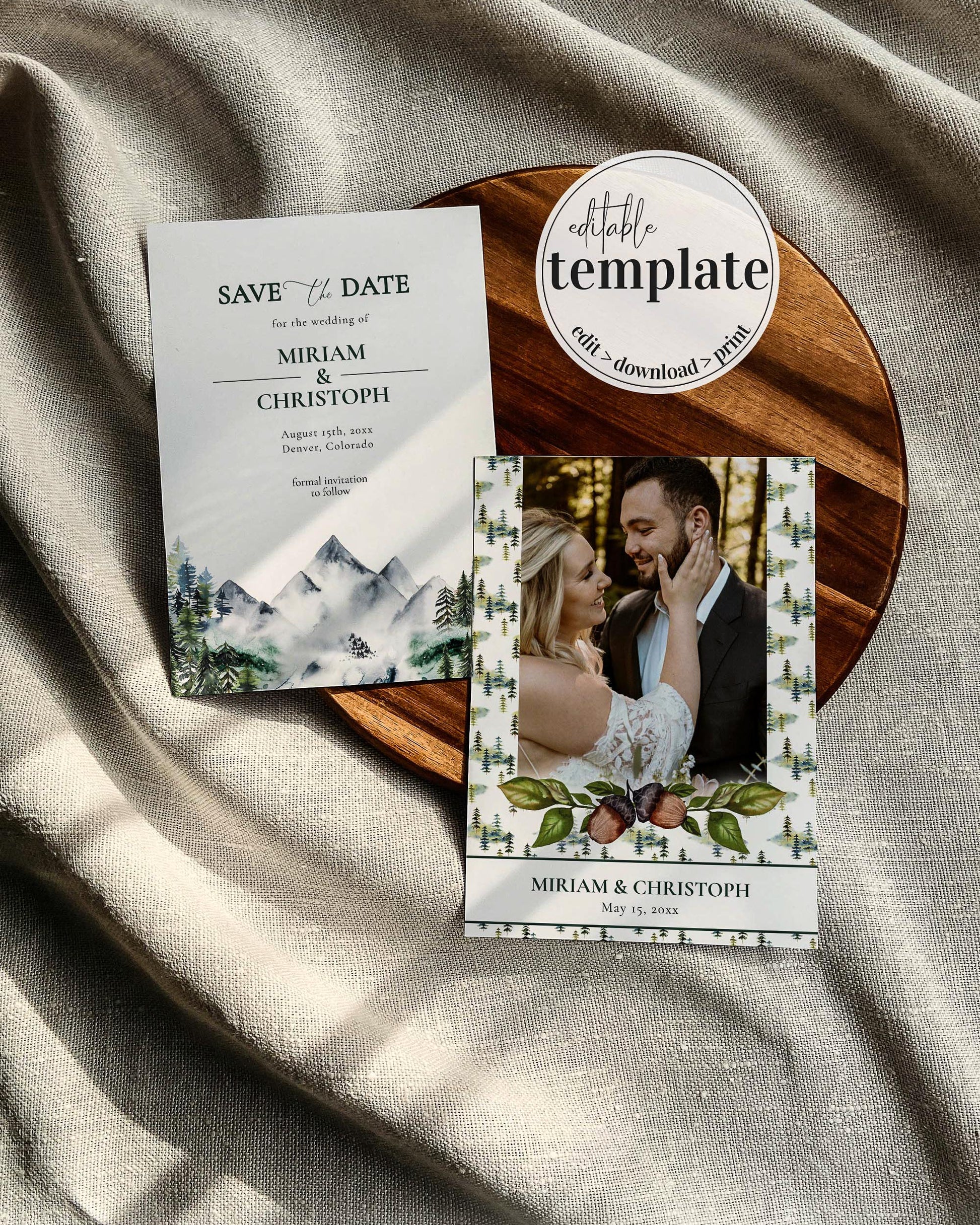 Mountain Wedding Save the Date Template