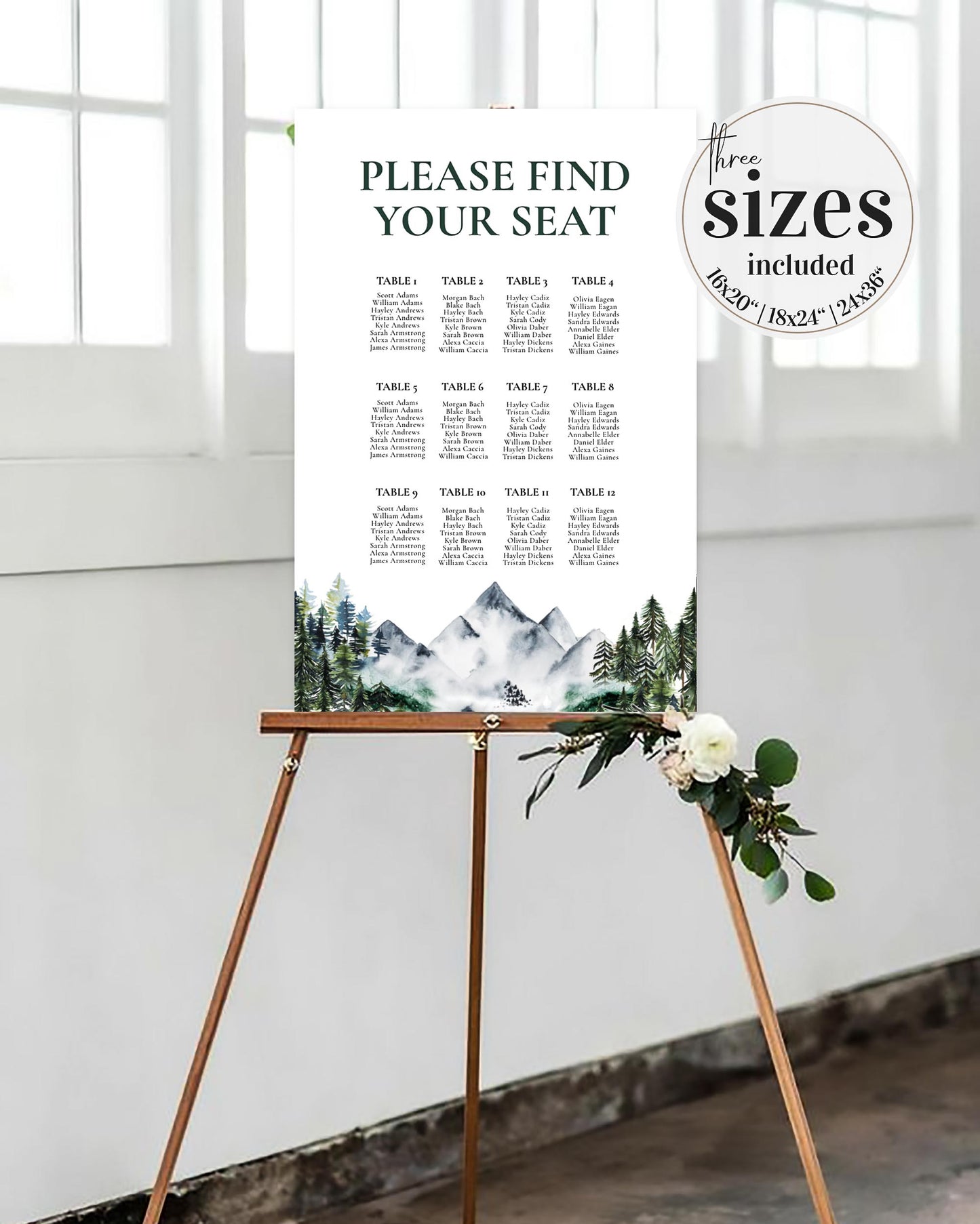 Mountain Wedding Seating Chart Template