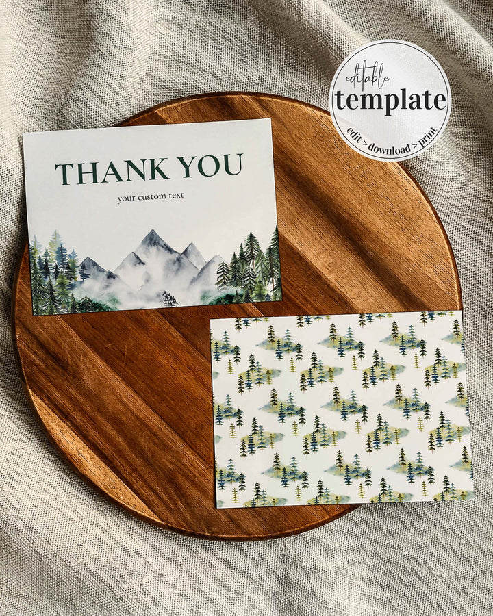 Mountain Wedding Thank you Card Template