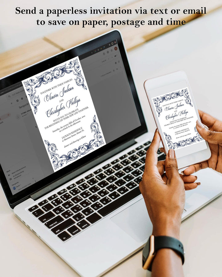 Baroque Wedding Thank you Card Template