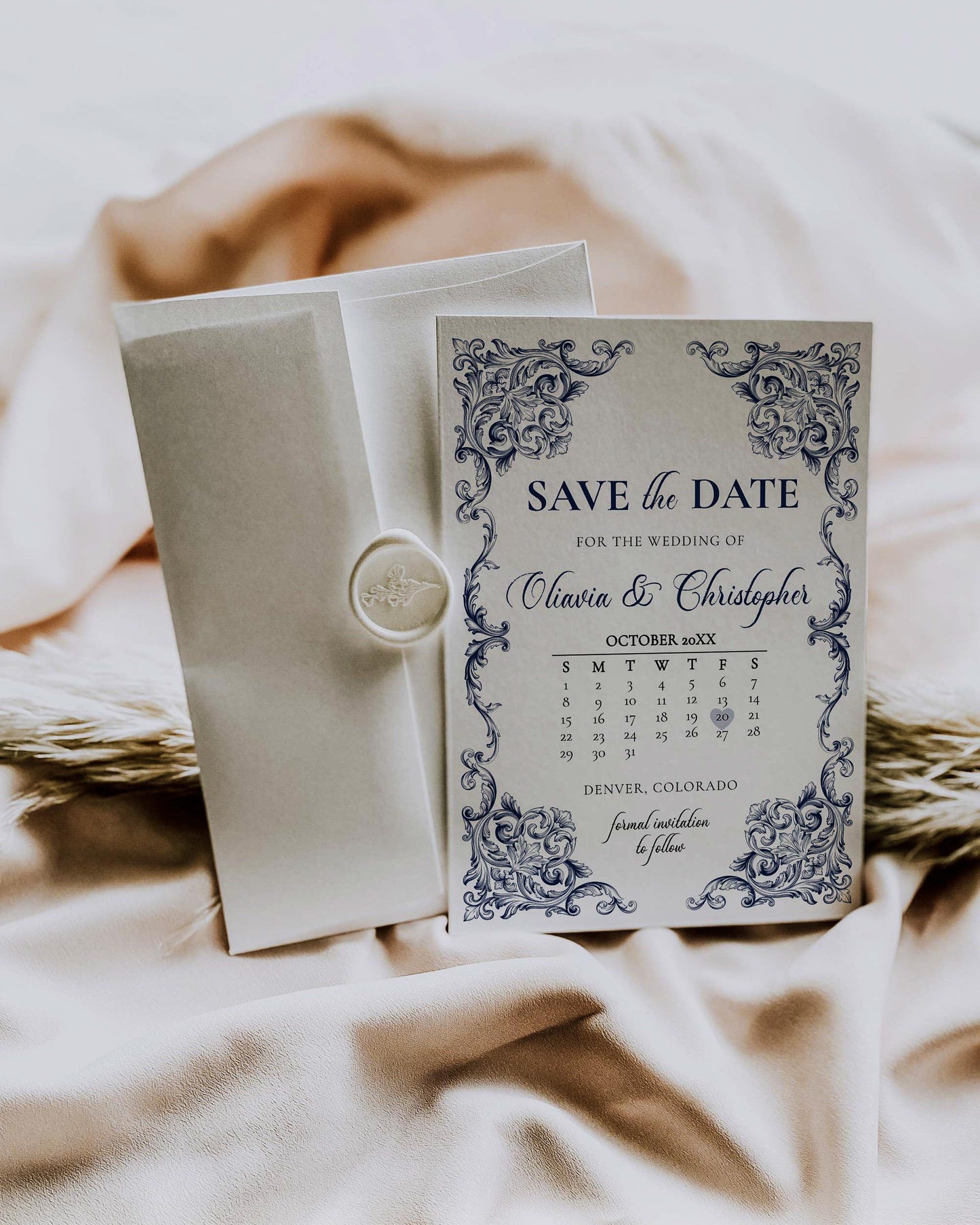 Classic Wedding Save the Date Calendar Invitation