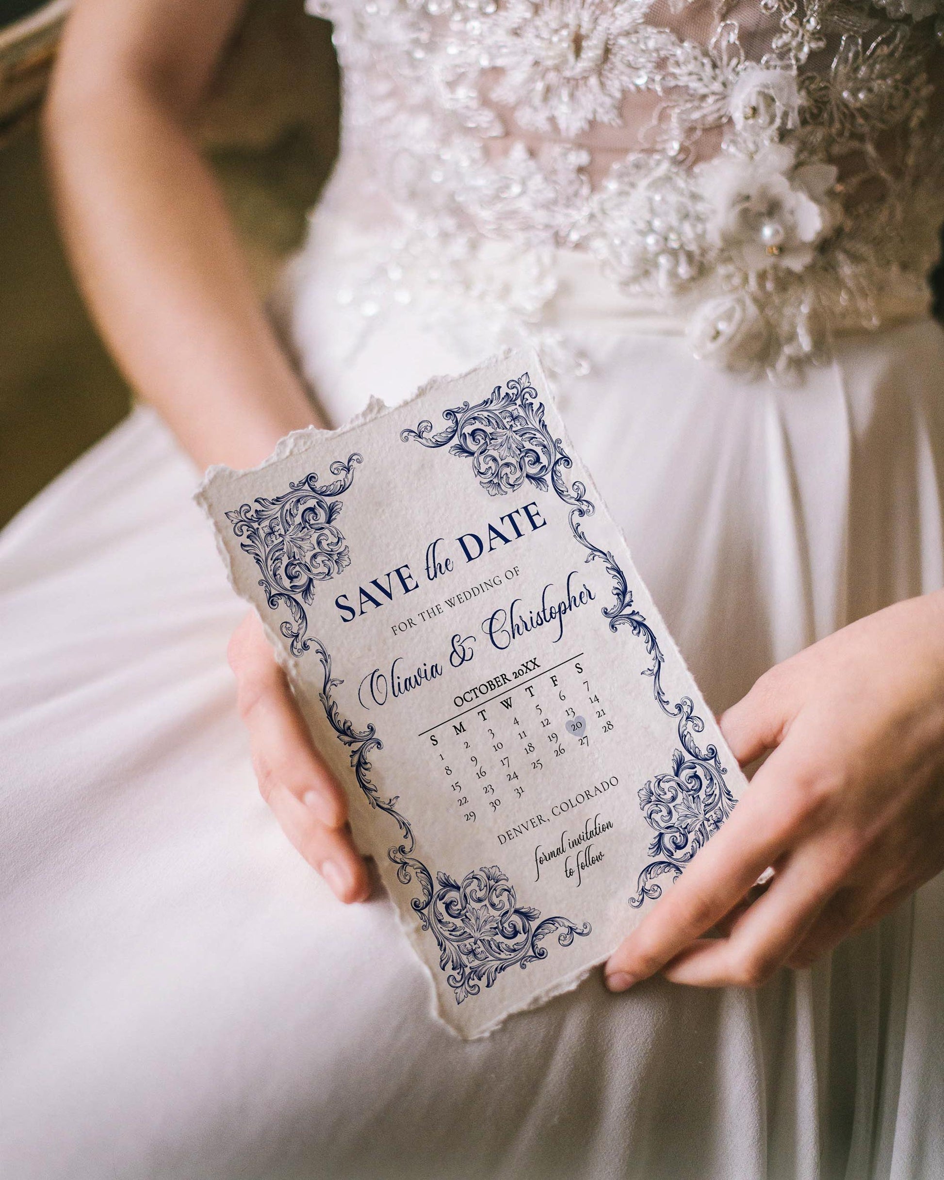 Classic Wedding Save the Date Calendar Invitation