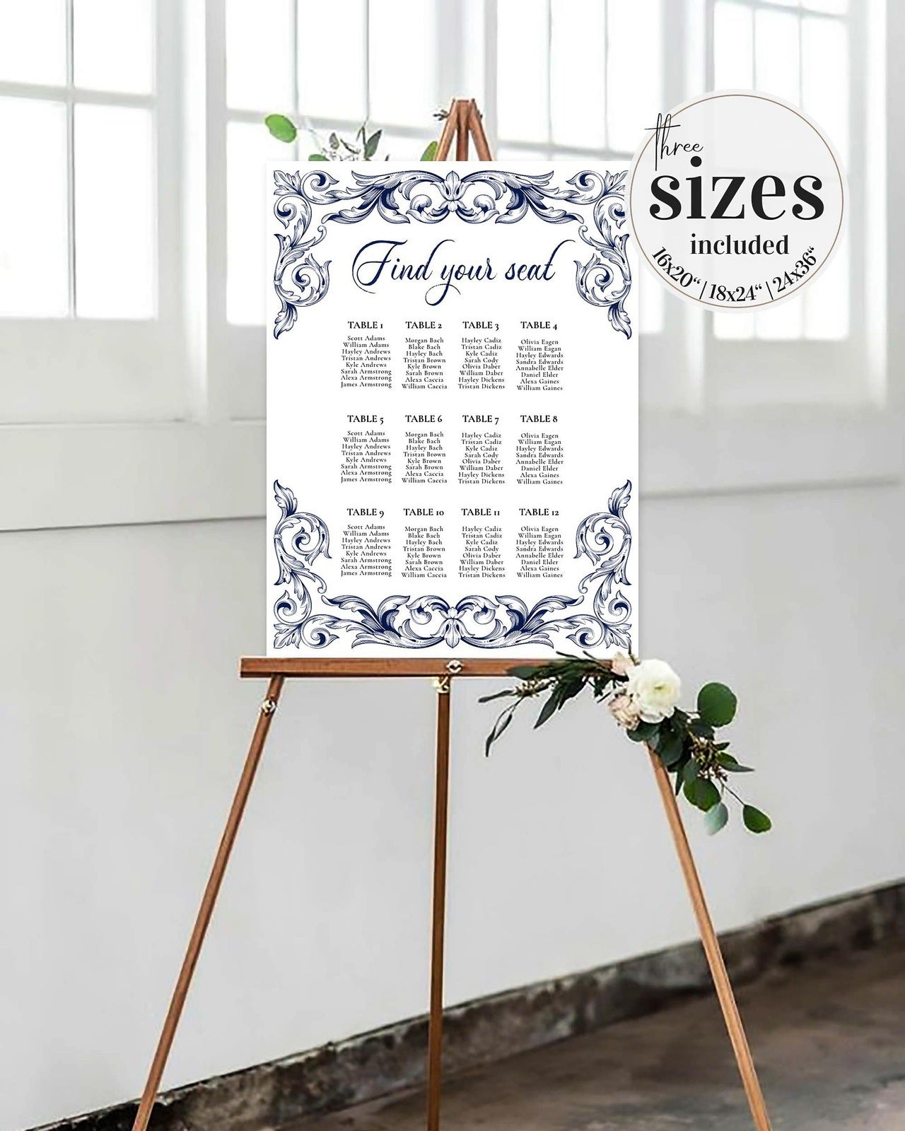 Cottage Core Wedding Seating Chart Template