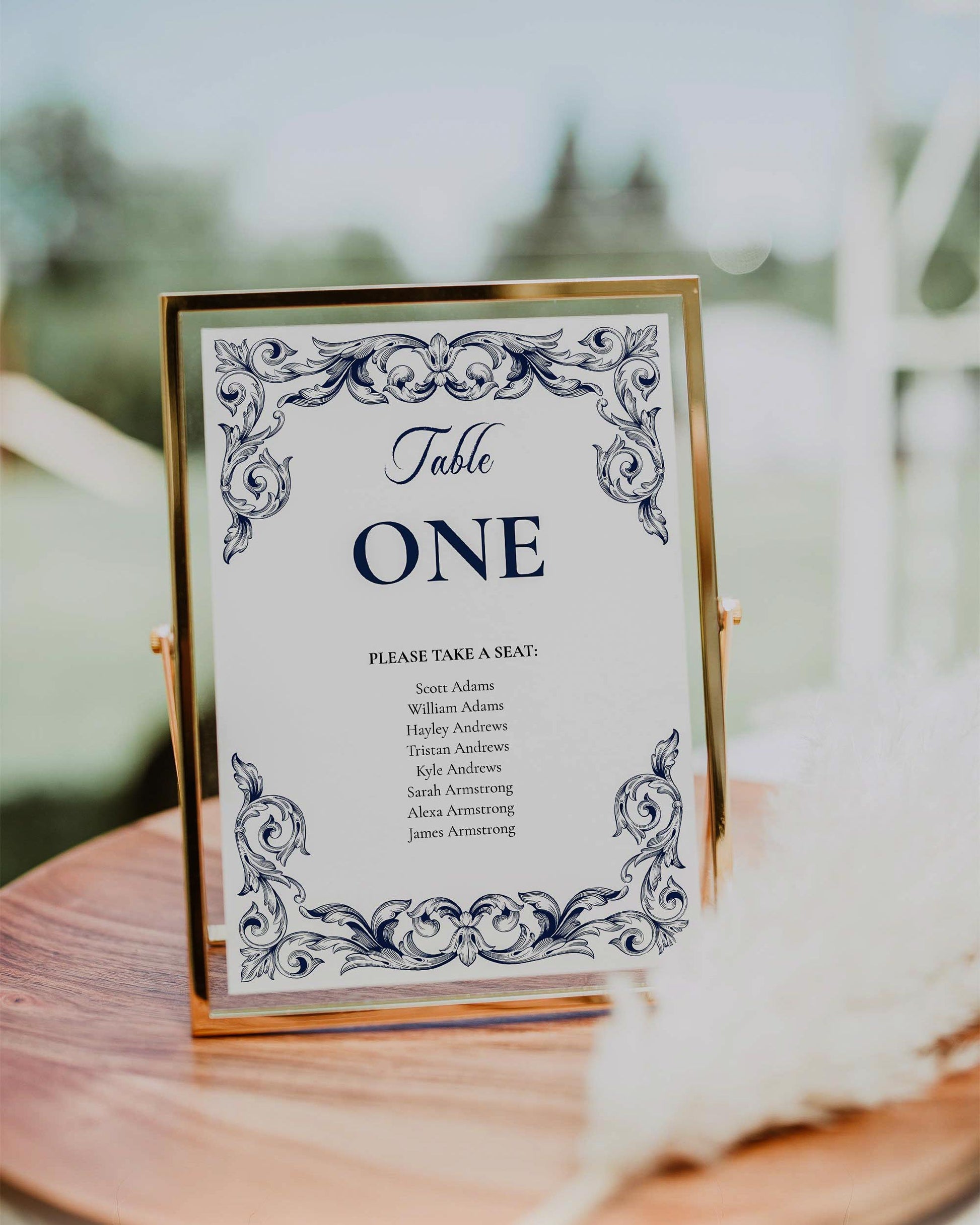Table Numbers Template for Classic Wedding