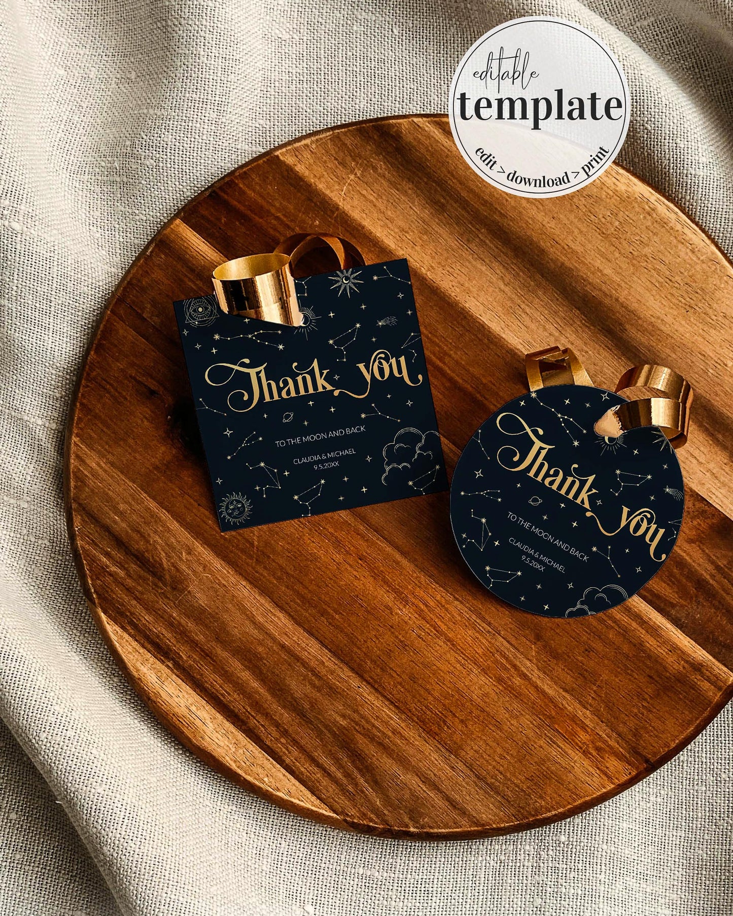 Moon Wedding Favor Tags for Guests