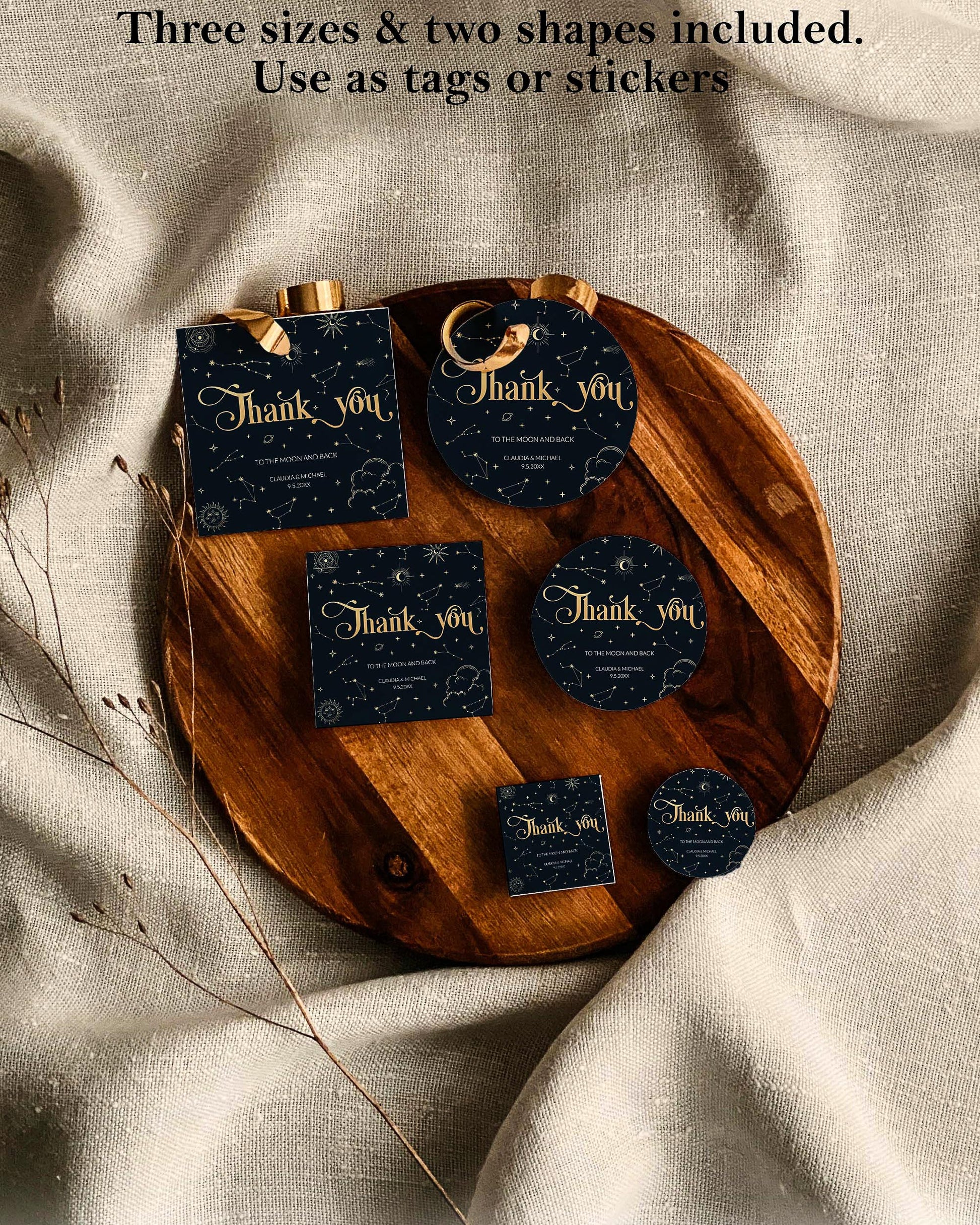 Moon Wedding Favor Tags for Guests