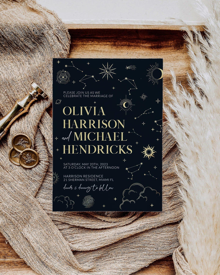 Mystical Wedding Invitation for Celestial Wedding