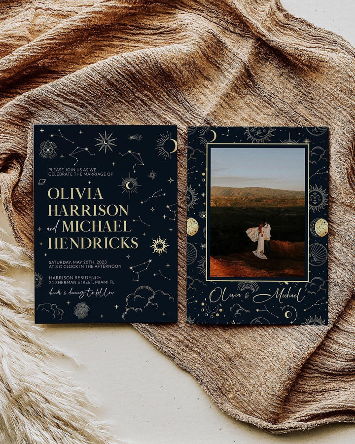 Mystical Wedding Invitation for Celestial Wedding