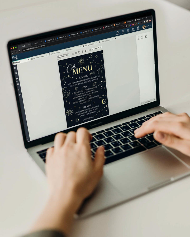 Menu Card Template for Starry Night Moon Wedding