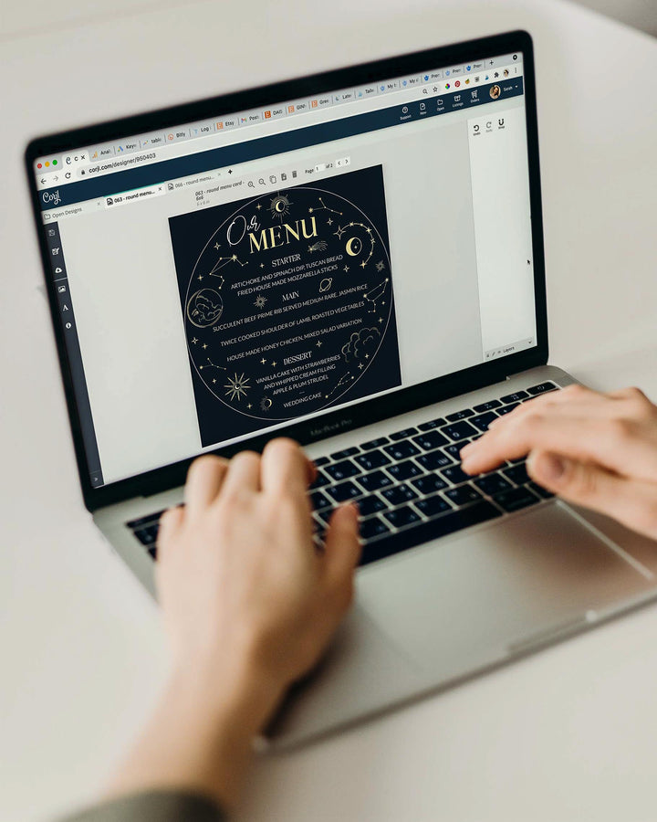 Round Menu Card Template for Moon Wedding