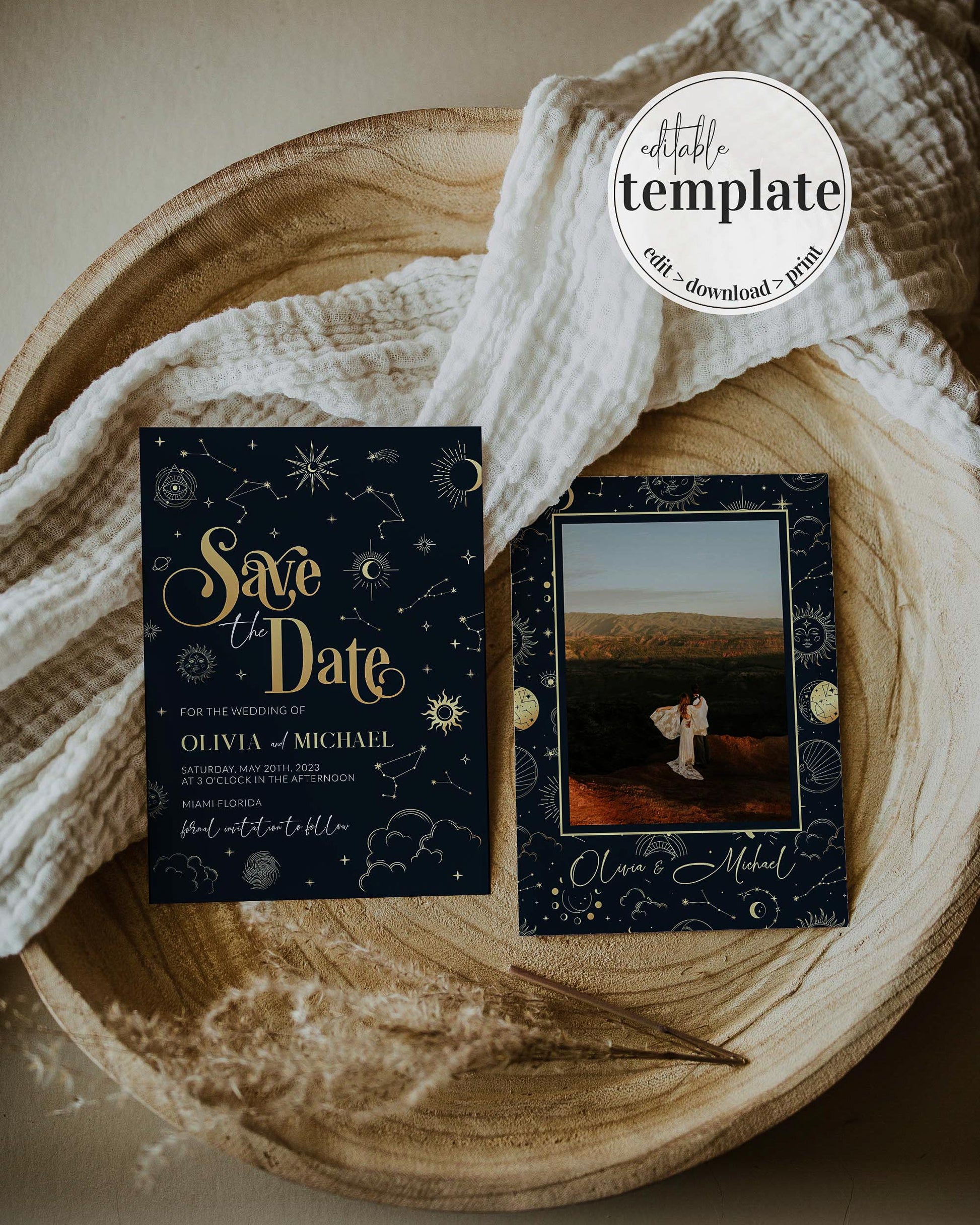 Celestial Wedding Save the Date Template