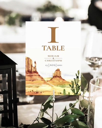 Desert Wedding Table Numbers Template