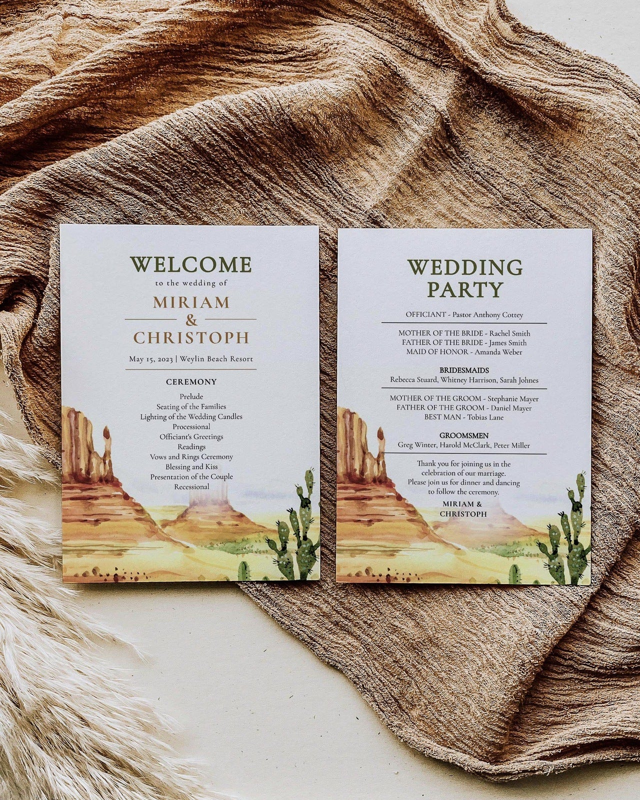 Desert Wedding Program Template