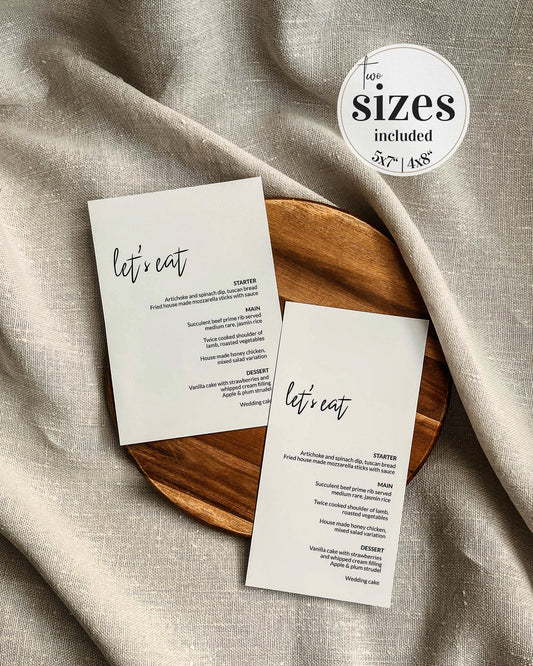 Modern Wedding Menu Card Template for Traditional Wedding