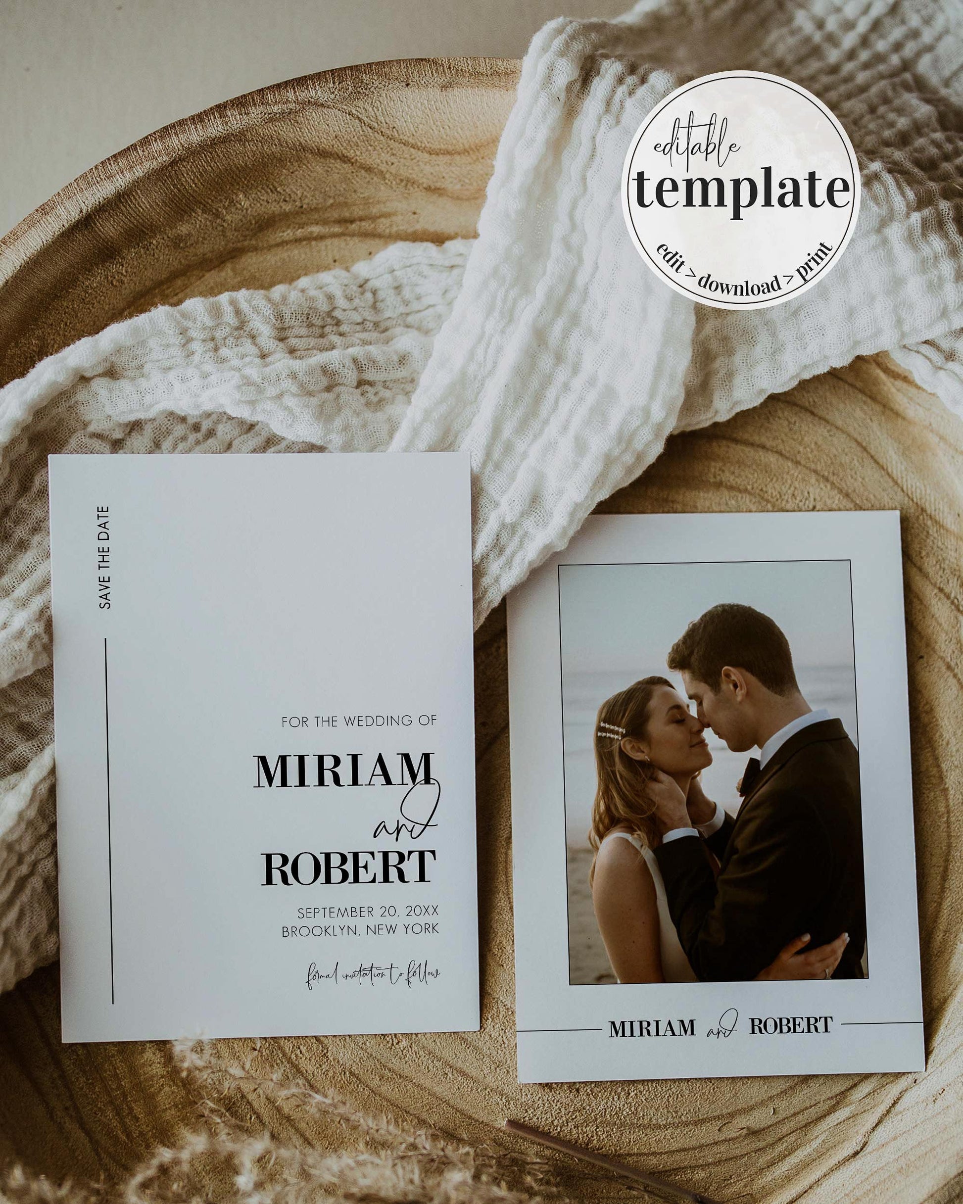 Save the Date Template for a Simple Minimalist Wedding