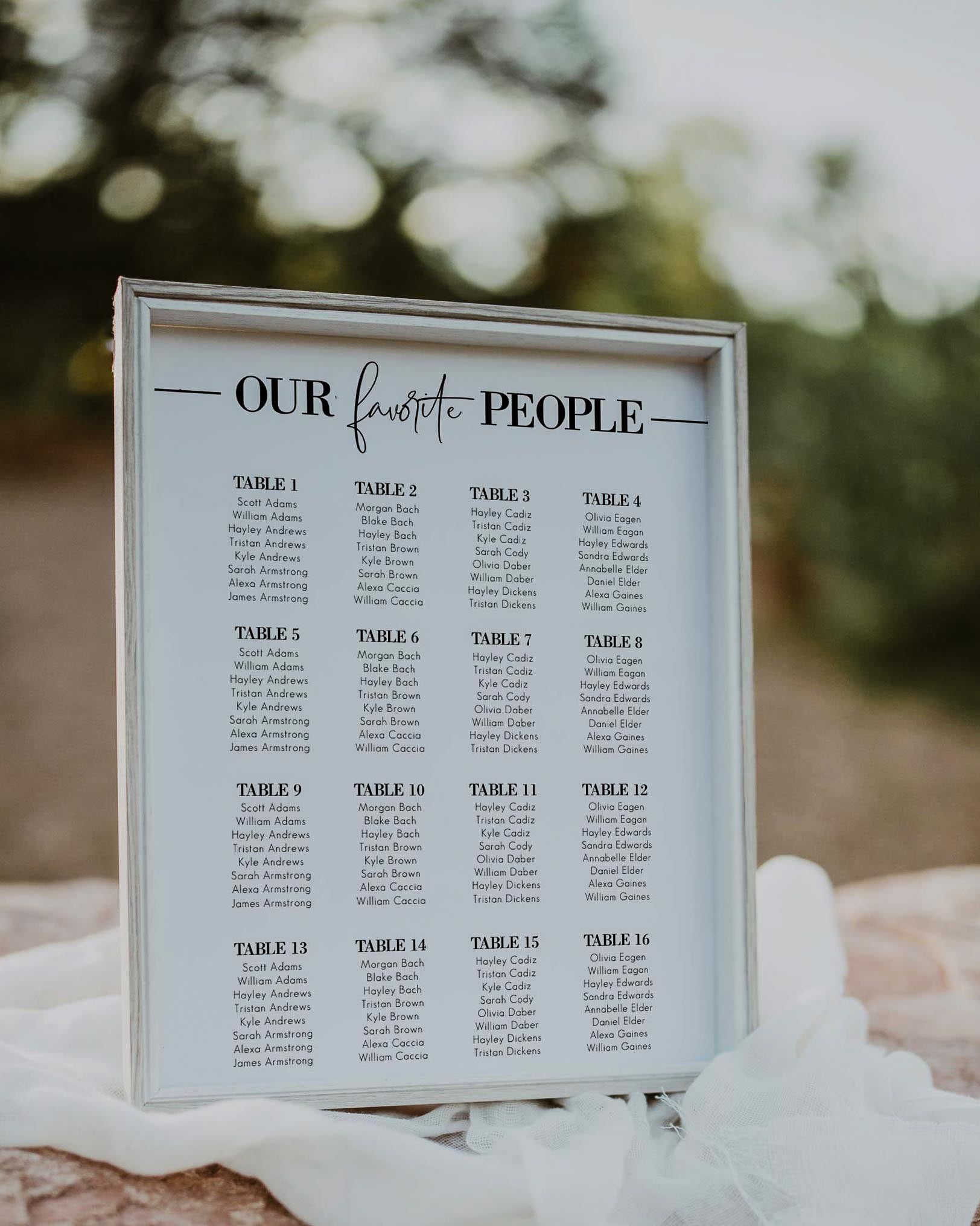 Modern Seating Chart Sign Template for Simple Wedding