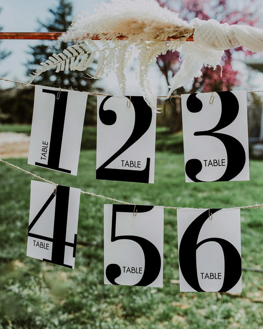 Simple Table Numbers Template for Modern Wedding