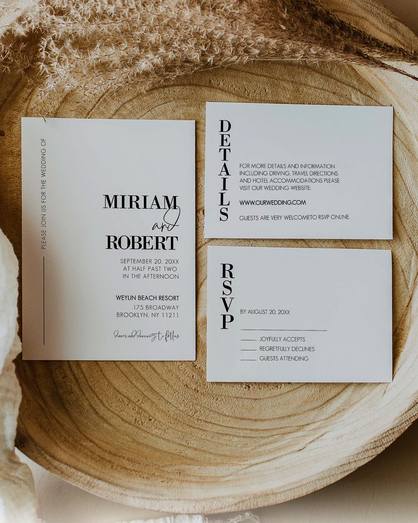 Simple Wedding Invitation Template for Minimalist Wedding Ceremony