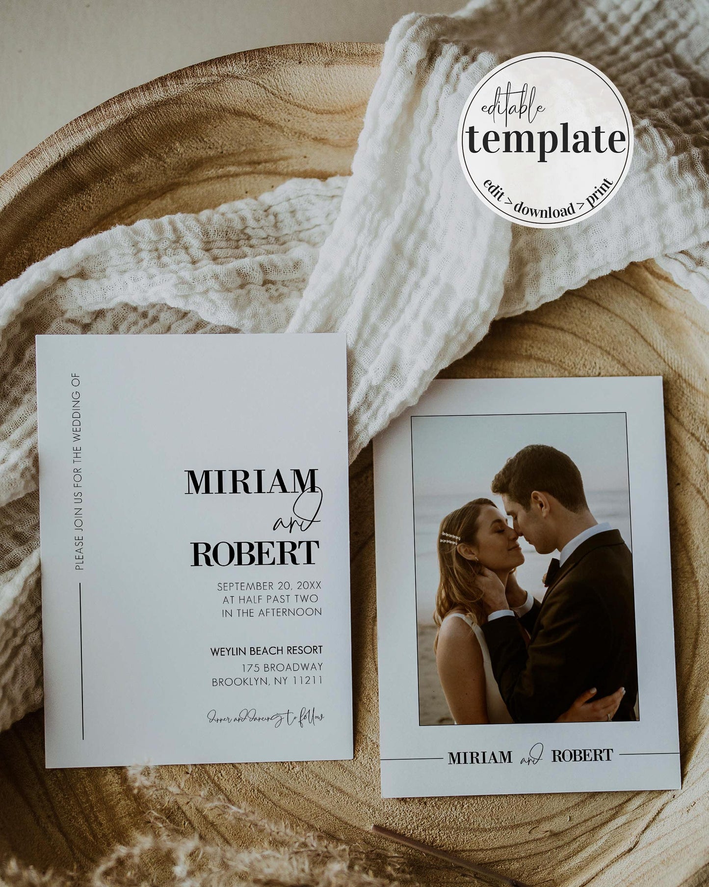 Simple Wedding Invitation Template for Minimalist Wedding Ceremony