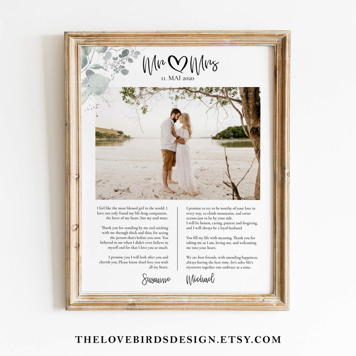 Groom Gift From Bride on Wedding Day, To My Groom, First Anniversary Gift for him, Wedding Vows Print