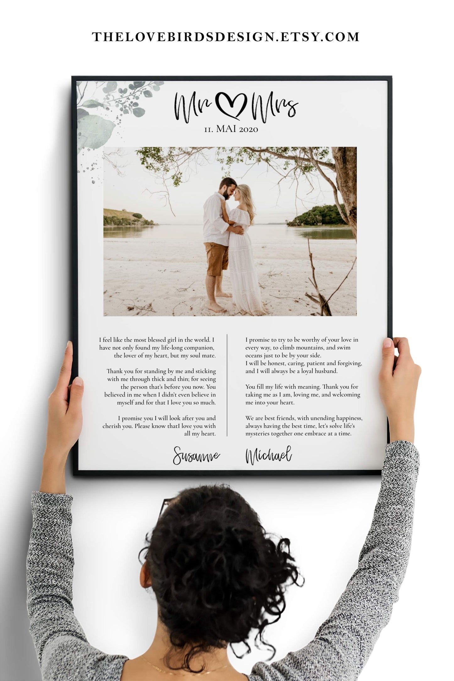 Groom Gift From Bride on Wedding Day, To My Groom, First Anniversary Gift for him, Wedding Vows Print