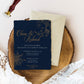 Celestial Wedding Invitation, Editable Deckled Edge Template, Navy Blue and Gold elegant Bohemian Sun and Moon Wedding #062