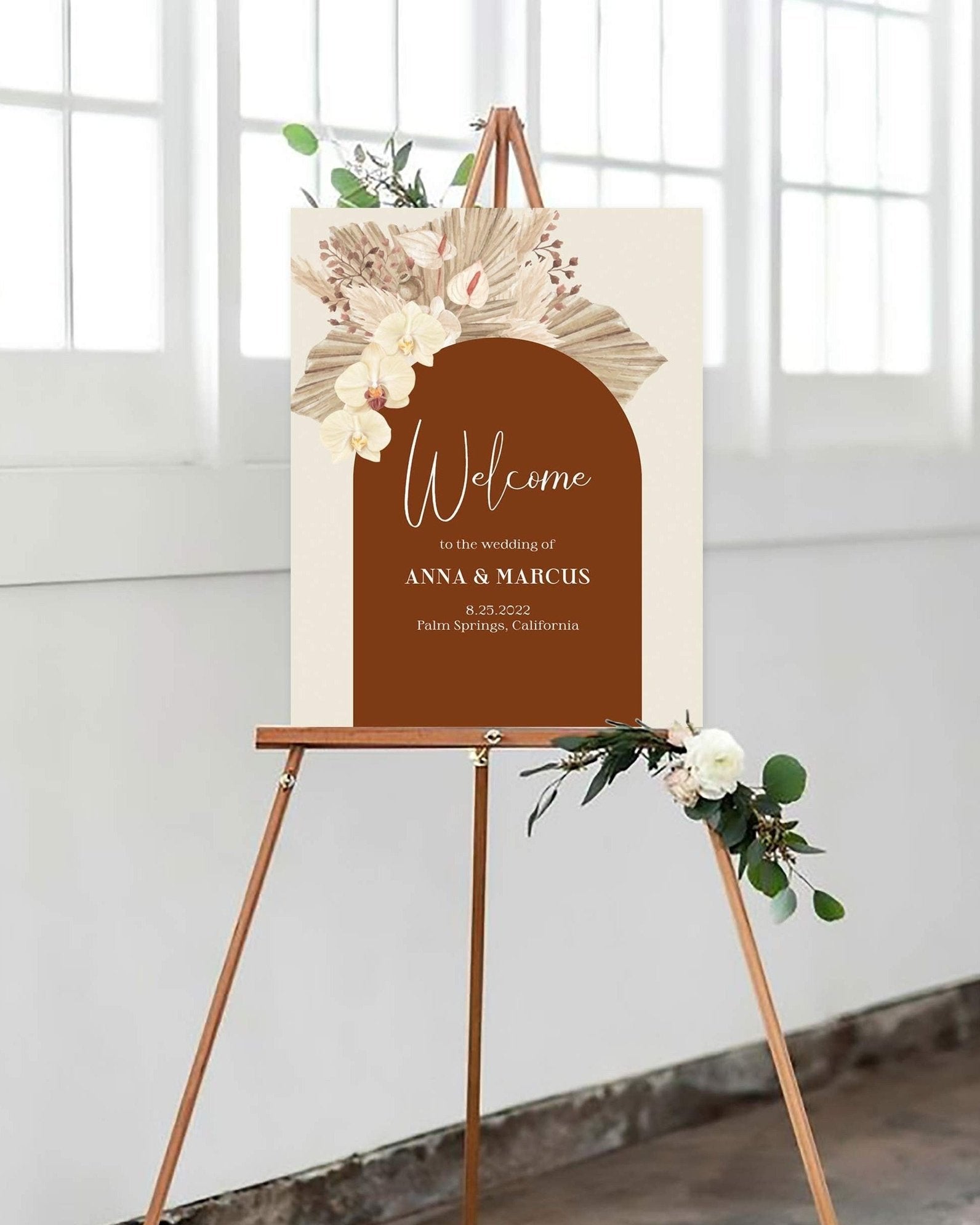 Boho Rust Wedding Welcome Sign - Burnt Orange Theme - Terracotta Instant Download Digital Template