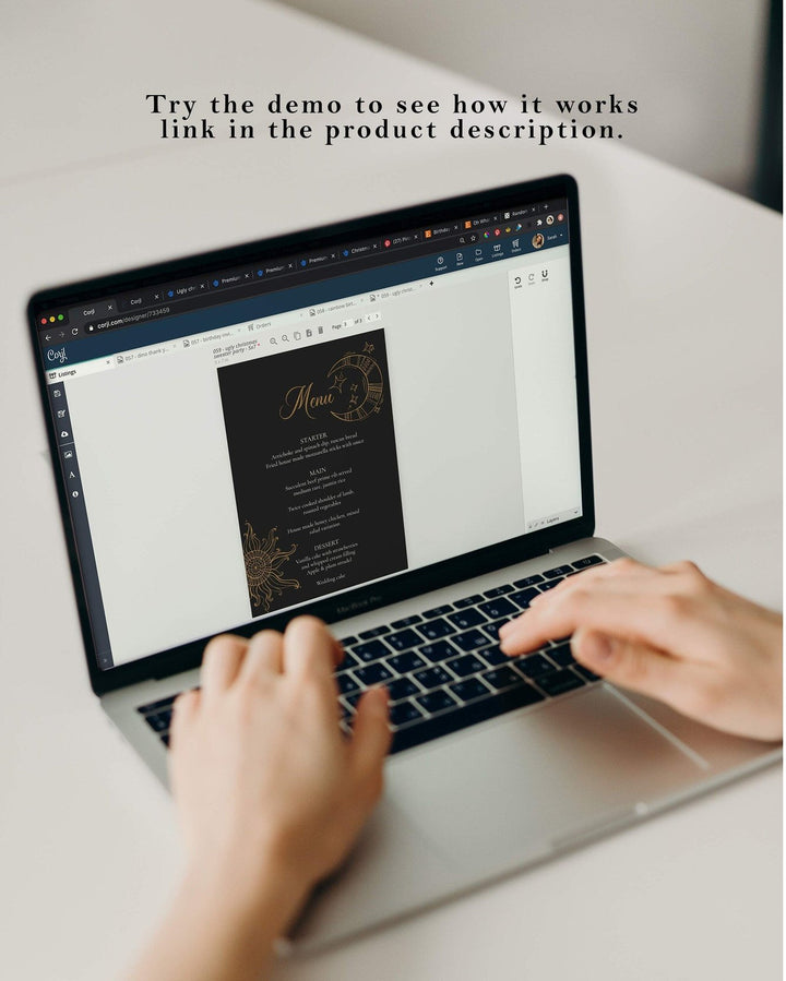 Black Celestial Wedding Menu Card Templates #062
